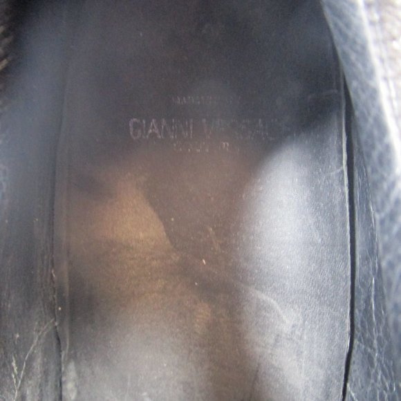 Ginanni Versace Sneakers Mens Size 41.5 Eu 8.5 Us Black Leather Geometric Patter - Picture 8 of 8